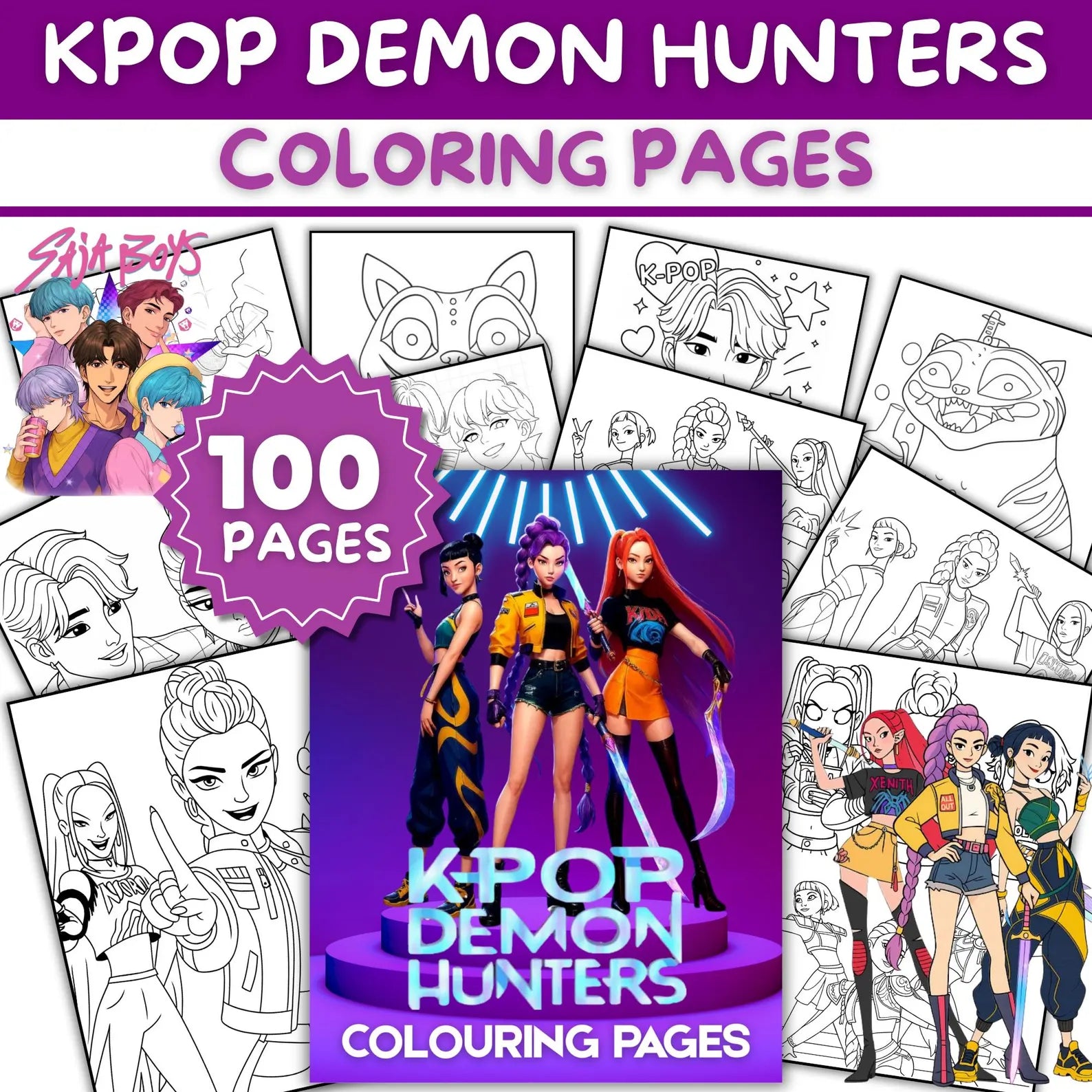 100 målarsidor Kpop Demon Hunters