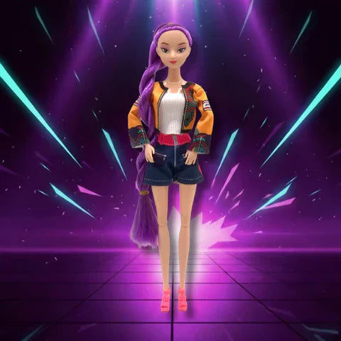 Kpop Demon Hunters Ledfigurin flickgrupp med färgade LED, musik, sång, temarelaterade tillbehör